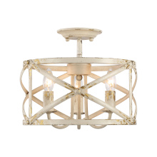 Golden 0890-SF AI - Golden Lighting Alcott 3-light Semi-Flush Mount in Antique Ivory